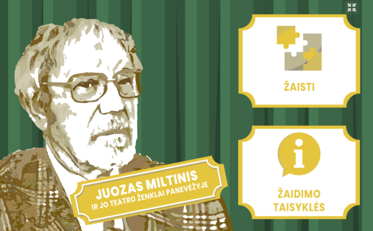 „Juozas Miltinis ir jo teatro ženklai Panevėžyje“ žaidimo ekranvaizdis